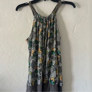 Floral Gray Sleeveless Blouse